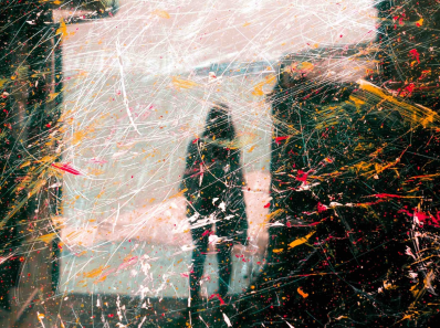 a scribbled colors of a woman's photo