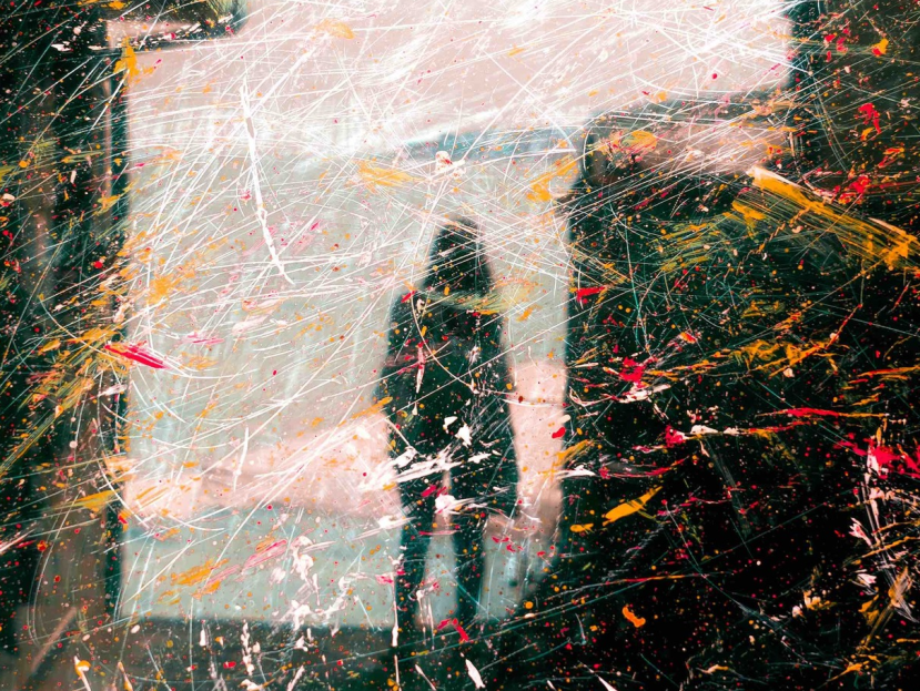 a scribbled colors of a woman's photo