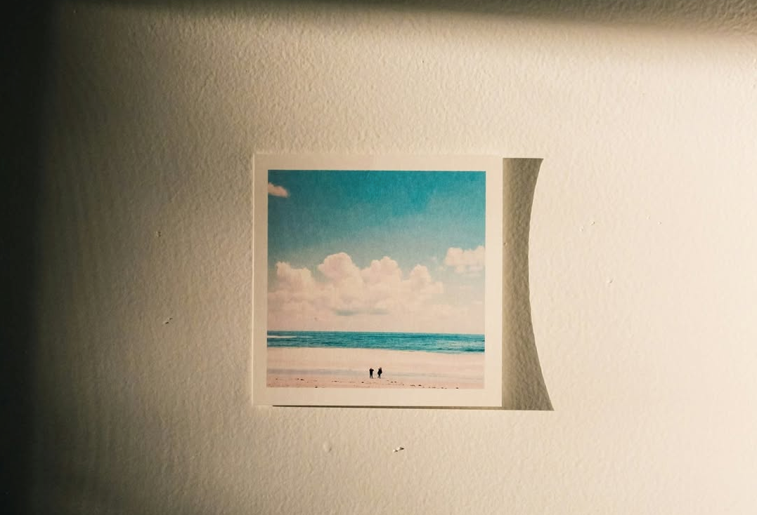 a polaroid on the wall